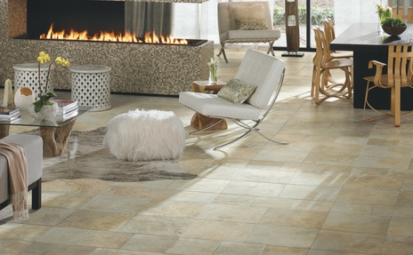 Tile Floor in Living Dining Room